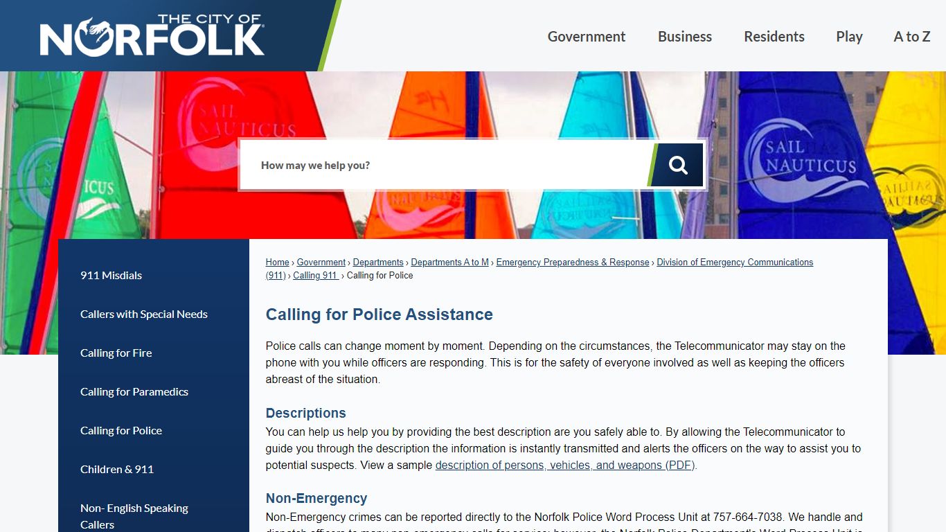 Calling for Police Assistance | City of Norfolk, Virginia - Official ...